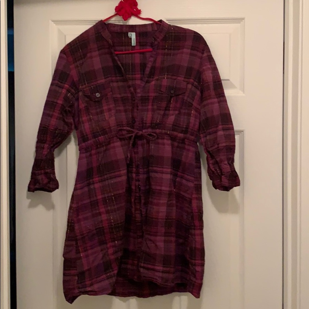 Maurices button down plaid tunic.